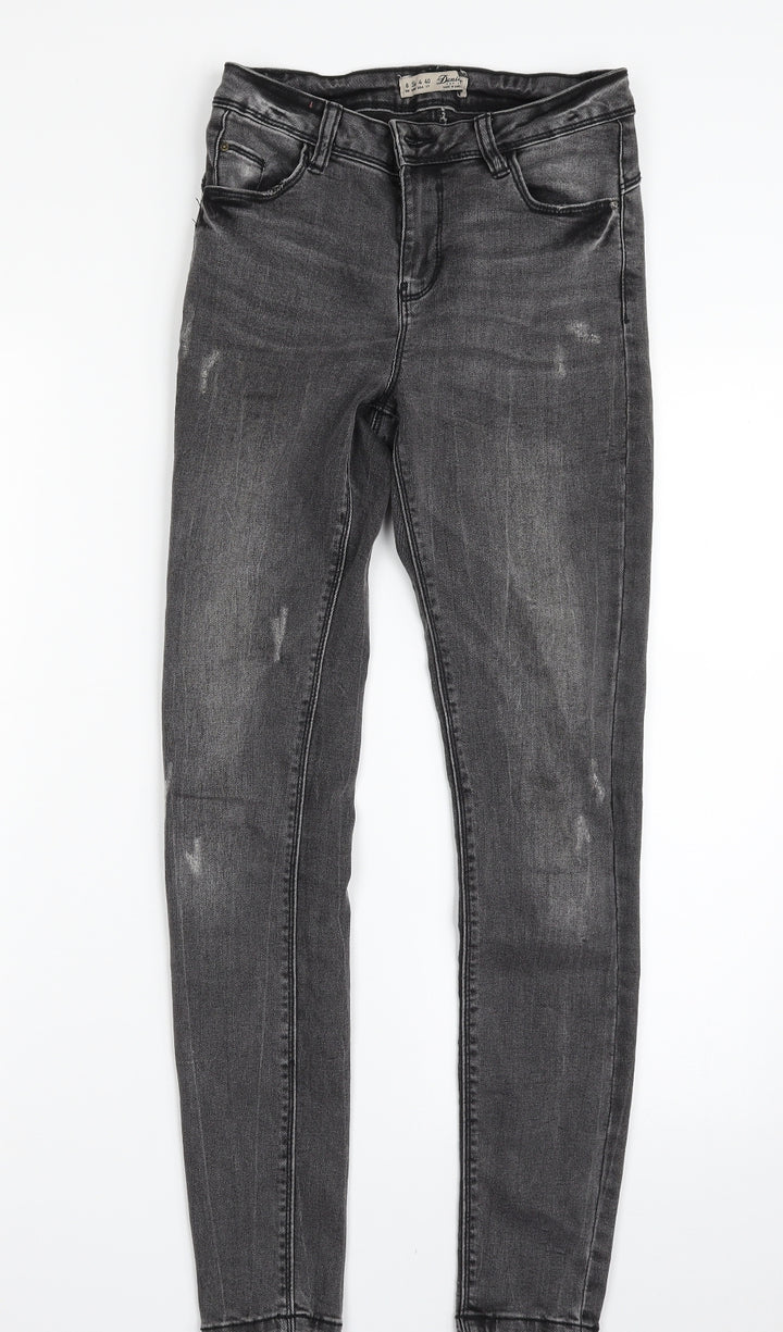 Denim & Co. Womens Grey Cotton Skinny Jeans Size 8 L27 in Slim Zip