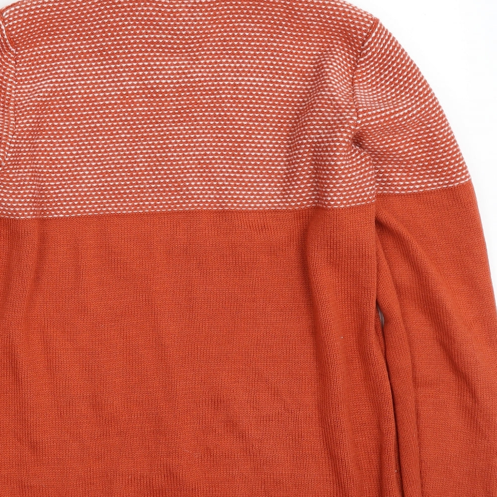 Cedar Wood State Mens Orange Crew Neck  Acrylic Pullover Jumper Size S