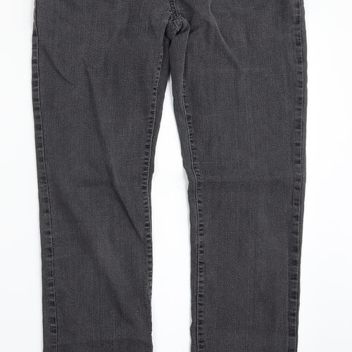 F&F Womens Grey  Cotton Straight Jeans Size 30 in L30 in Slim Zip