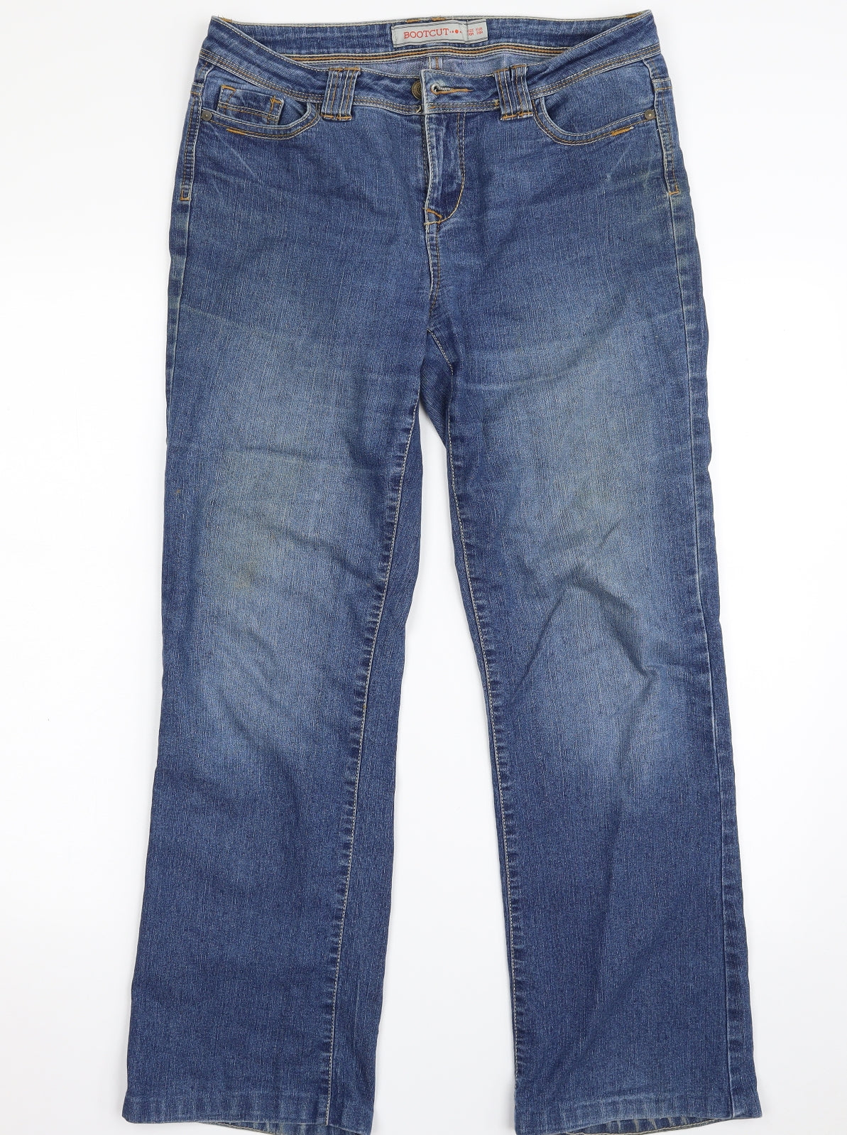 Dunnes Stores Womens Blue  Cotton Bootcut Jeans Size 10 L28 in Regular Zip