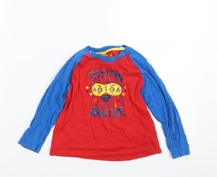 Primark Boys Red  100% Cotton Basic T-Shirt Size 2-3 Years Round Neck Pullover - Captain Snooze