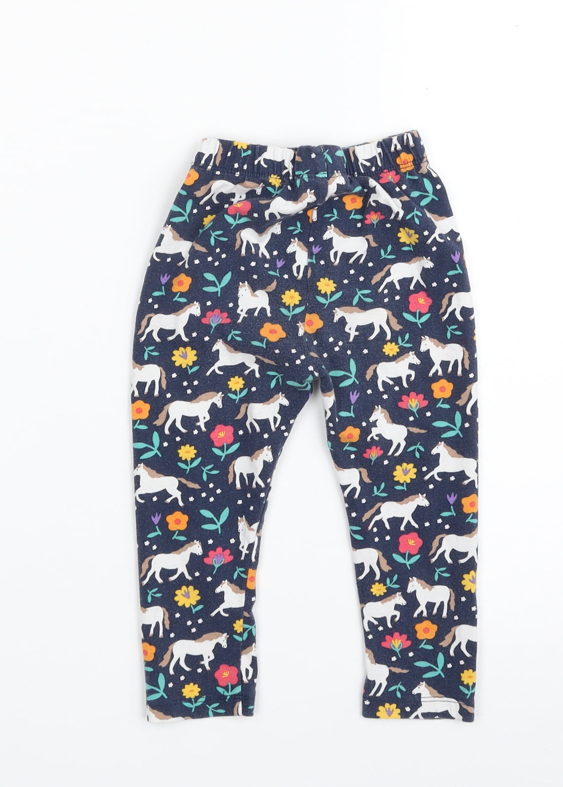 Frugi Girls Blue Floral Cotton Cropped Leggings Size 12 Months   - Unicorn