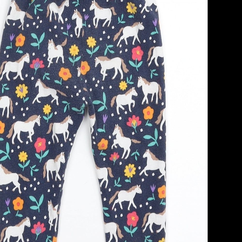 Frugi Girls Blue Floral Cotton Cropped Leggings Size 12 Months   - Unicorn