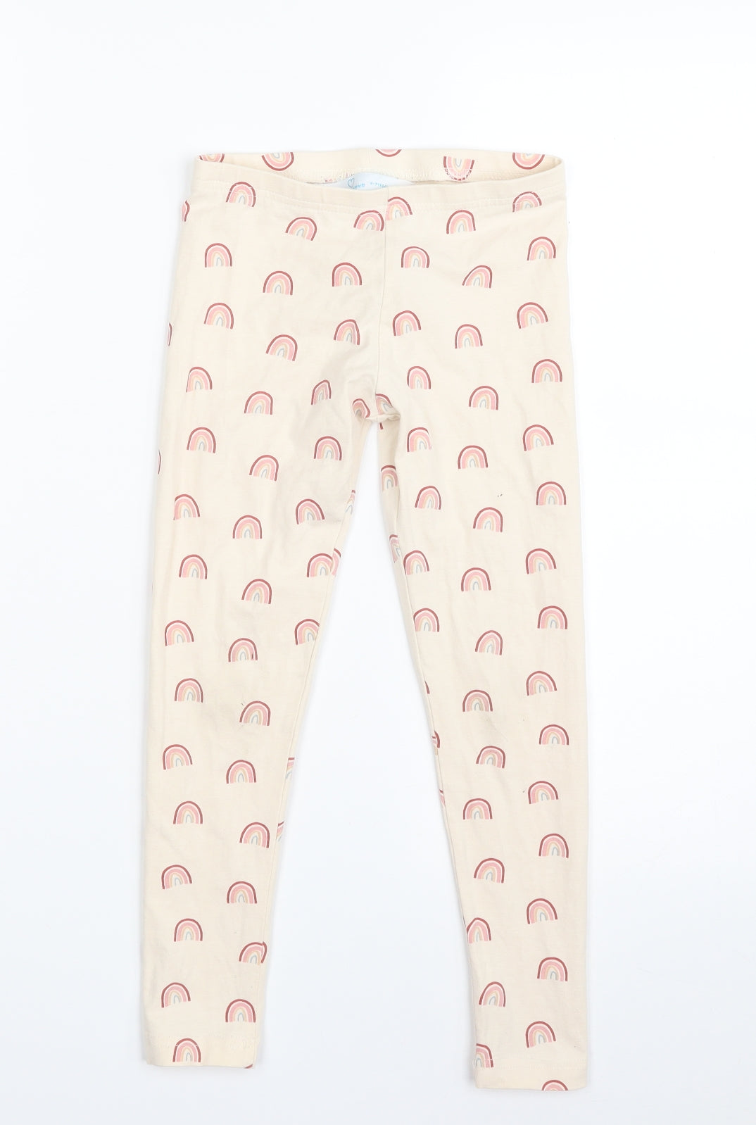 Primark Girls Pink  Cotton Jegging Trousers Size 6-7 Years  Slim  - Rainbow