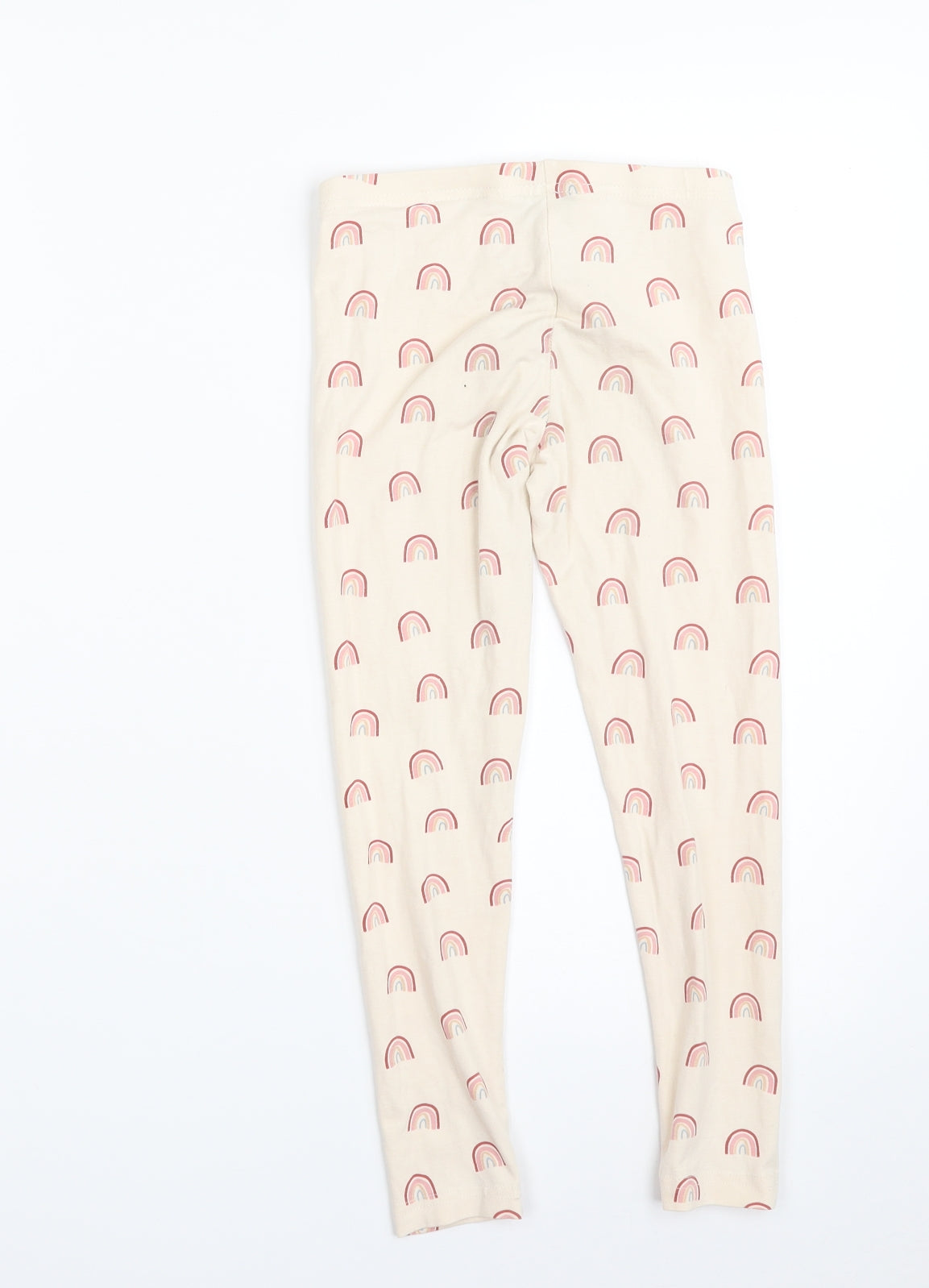 Primark Girls Pink  Cotton Jegging Trousers Size 6-7 Years  Slim  - Rainbow