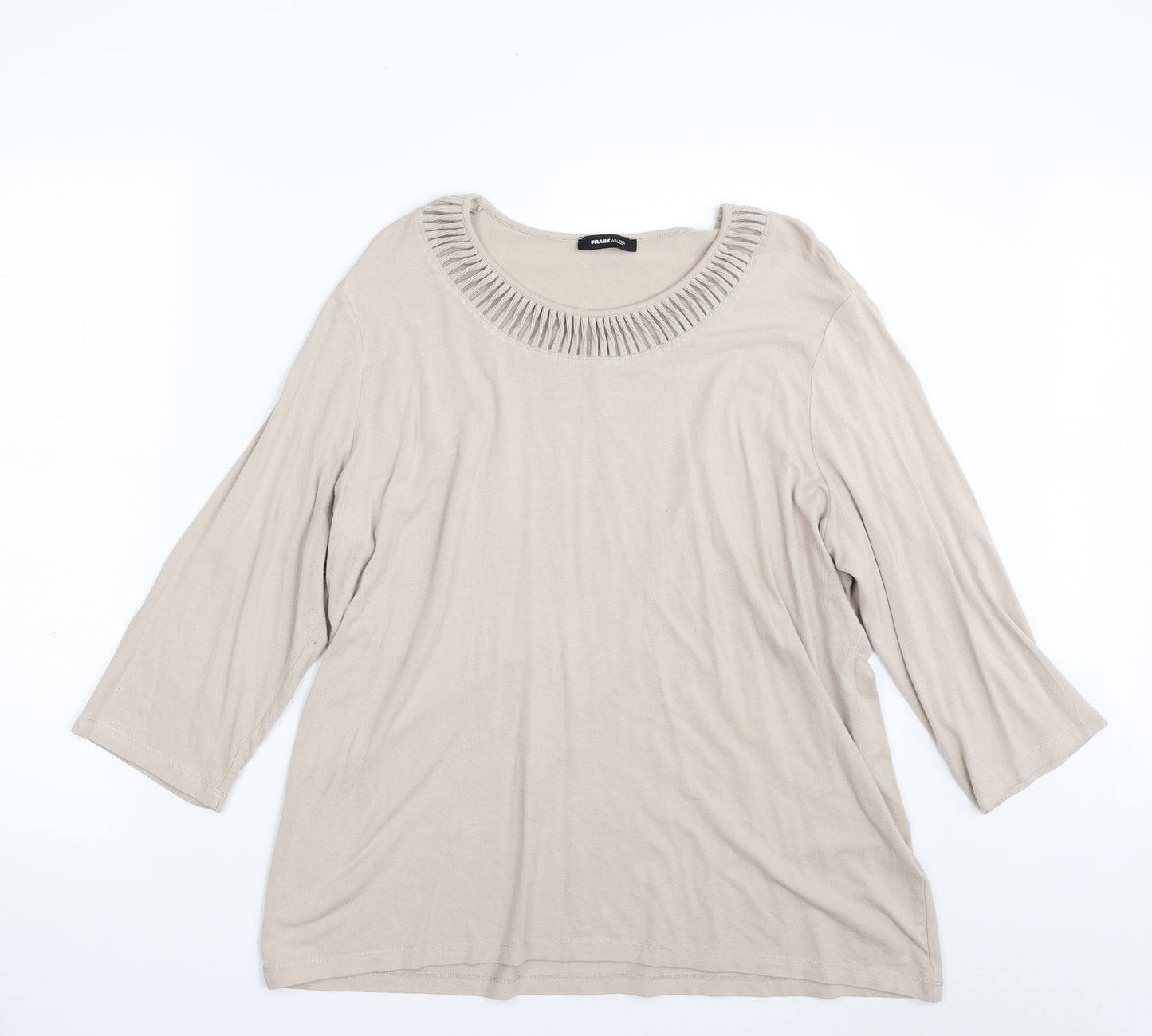 FRANK WALDER Womens Beige  Viscose Tunic T-Shirt Size 22 Boat Neck