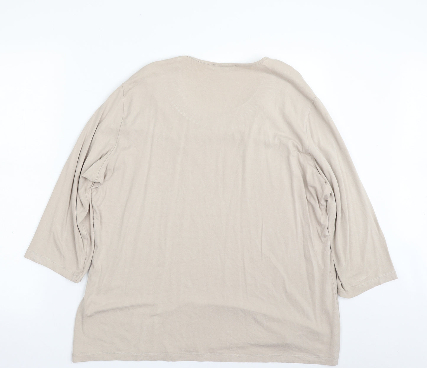 FRANK WALDER Womens Beige  Viscose Tunic T-Shirt Size 22 Boat Neck