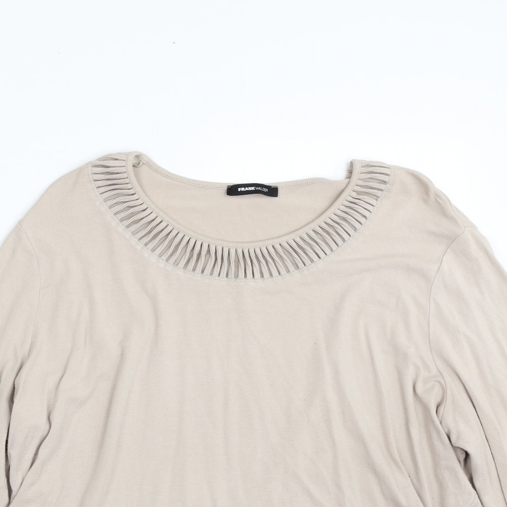 FRANK WALDER Womens Beige  Viscose Tunic T-Shirt Size 22 Boat Neck