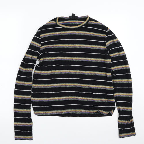 Topshop Womens Multicoloured Crew Neck Striped Viscose Pullover Jumper Size 12