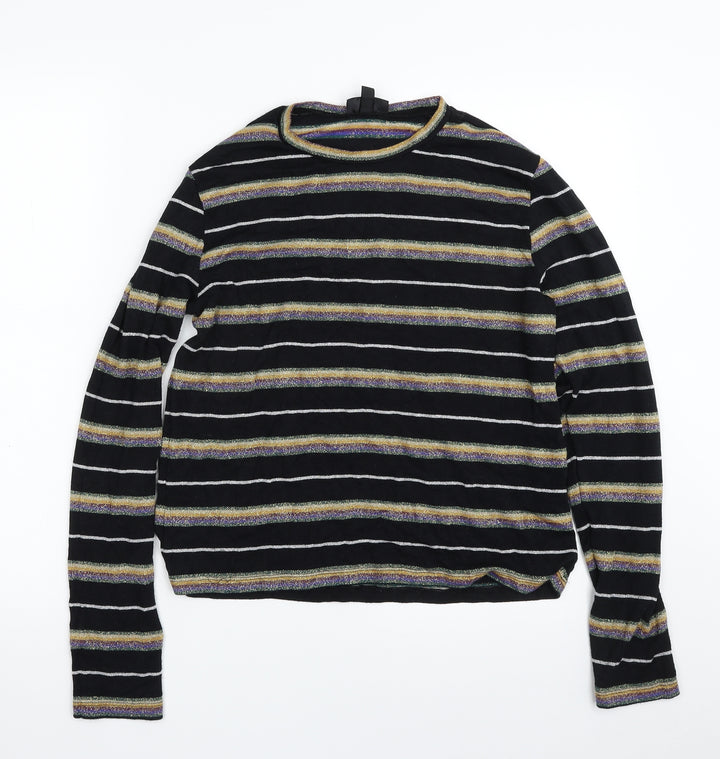 Topshop Womens Multicoloured Crew Neck Striped Viscose Pullover Jumper Size 12