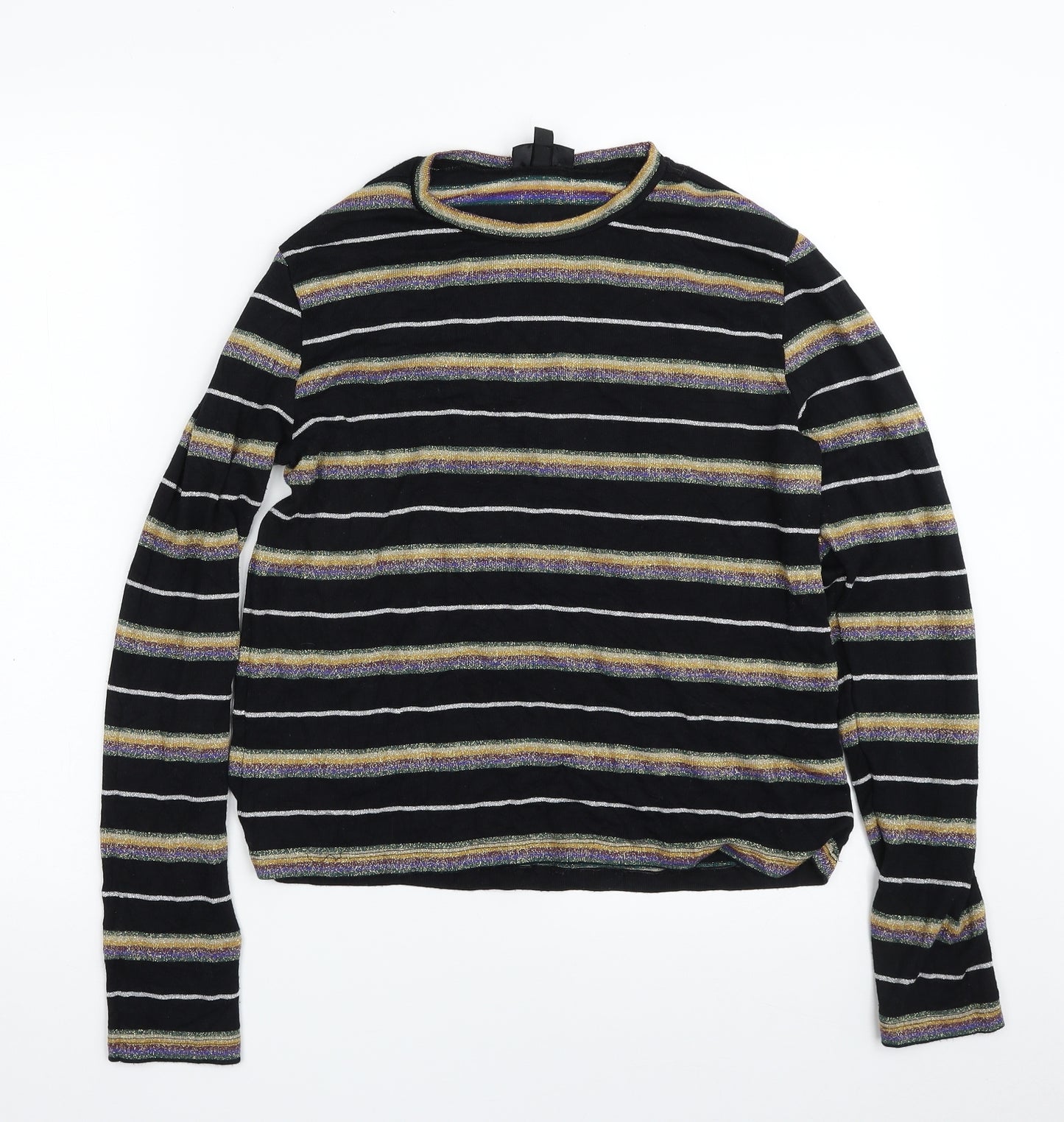 Topshop Womens Multicoloured Crew Neck Striped Viscose Pullover Jumper Size 12