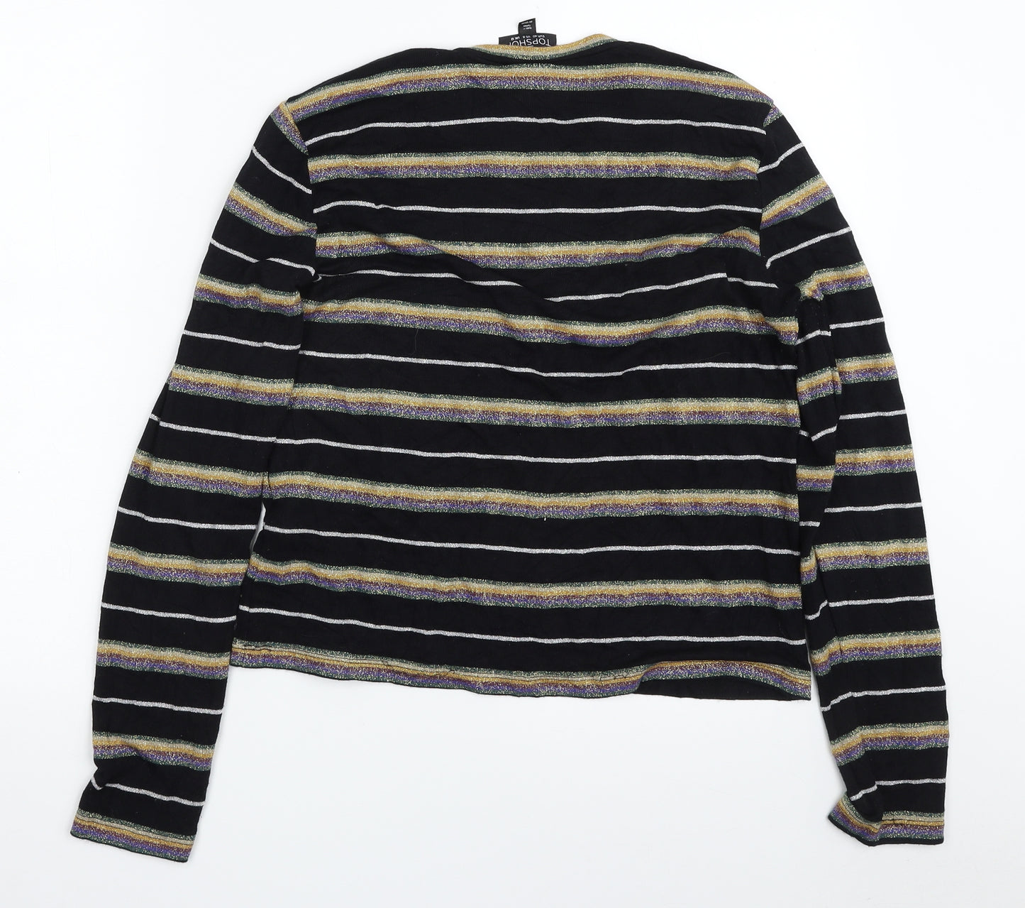 Topshop Womens Multicoloured Crew Neck Striped Viscose Pullover Jumper Size 12