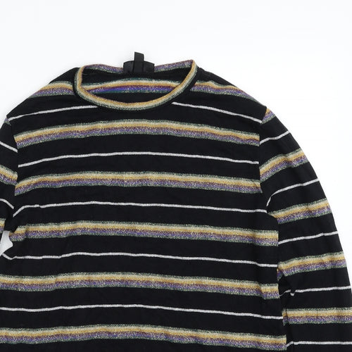 Topshop Womens Multicoloured Crew Neck Striped Viscose Pullover Jumper Size 12