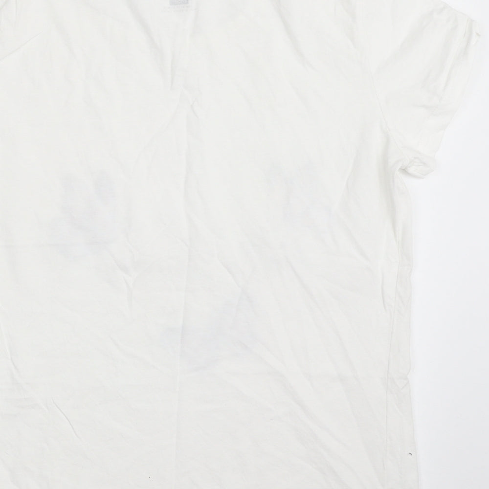 F&F Womens White  Cotton Basic T-Shirt Size M Crew Neck - Hello Sunday