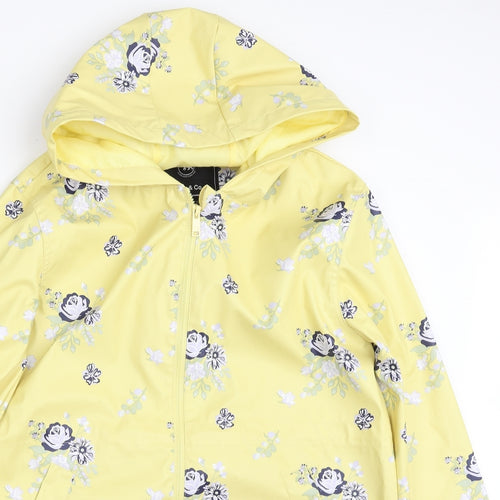 Ridge & Co Womens Yellow Floral  Rain Coat Coat Size 14  Zip