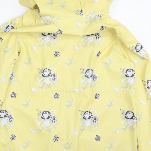Ridge & Co Womens Yellow Floral  Rain Coat Coat Size 14  Zip