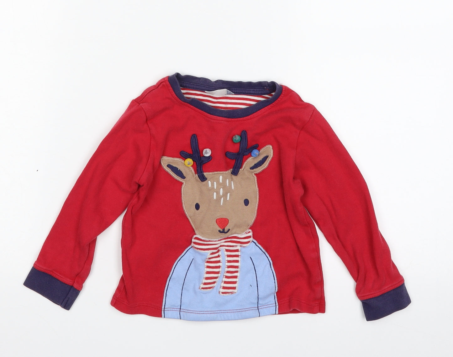 John Lewis Baby Red  100% Cotton Basic T-Shirt Size 18-24 Months Crew Neck Pullover - Christmas