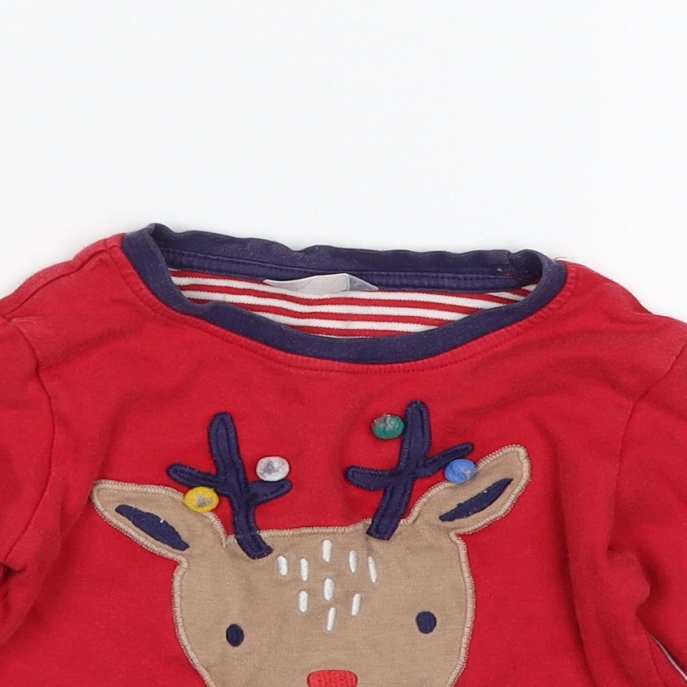 John Lewis Baby Red  100% Cotton Basic T-Shirt Size 18-24 Months Crew Neck Pullover - Christmas