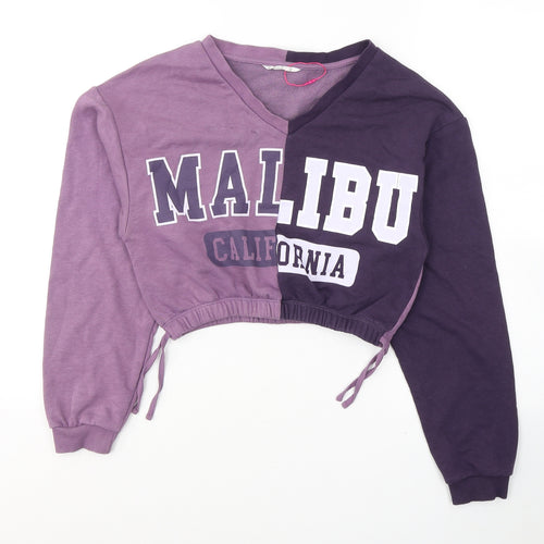 Candy Girls Purple Colourblock Cotton Pullover Sweatshirt Size 12 Years  Pullover - Malibu California