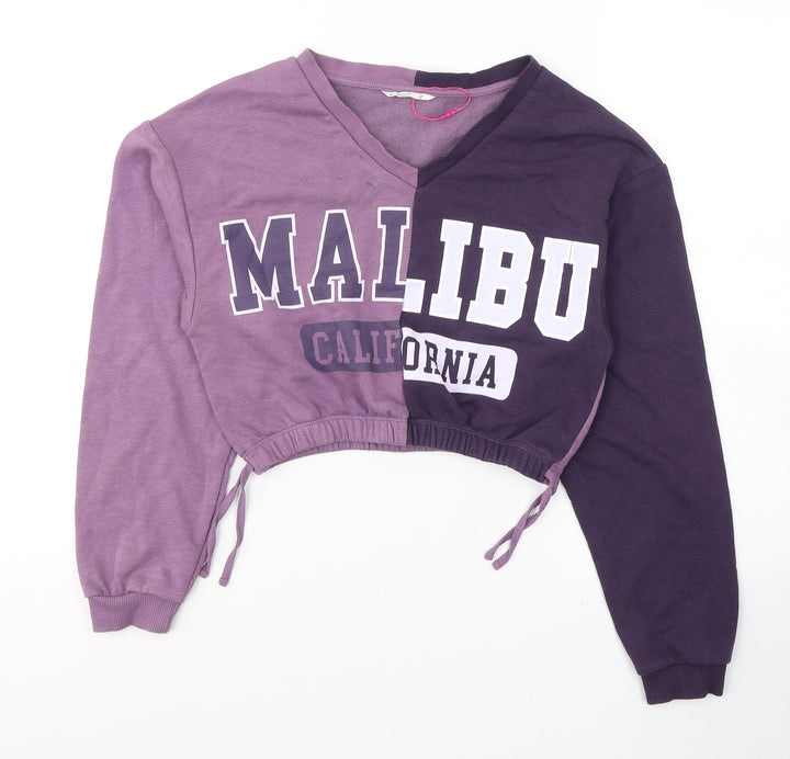 Candy Girls Purple Colourblock Cotton Pullover Sweatshirt Size 12 Years Pullover - Malibu California