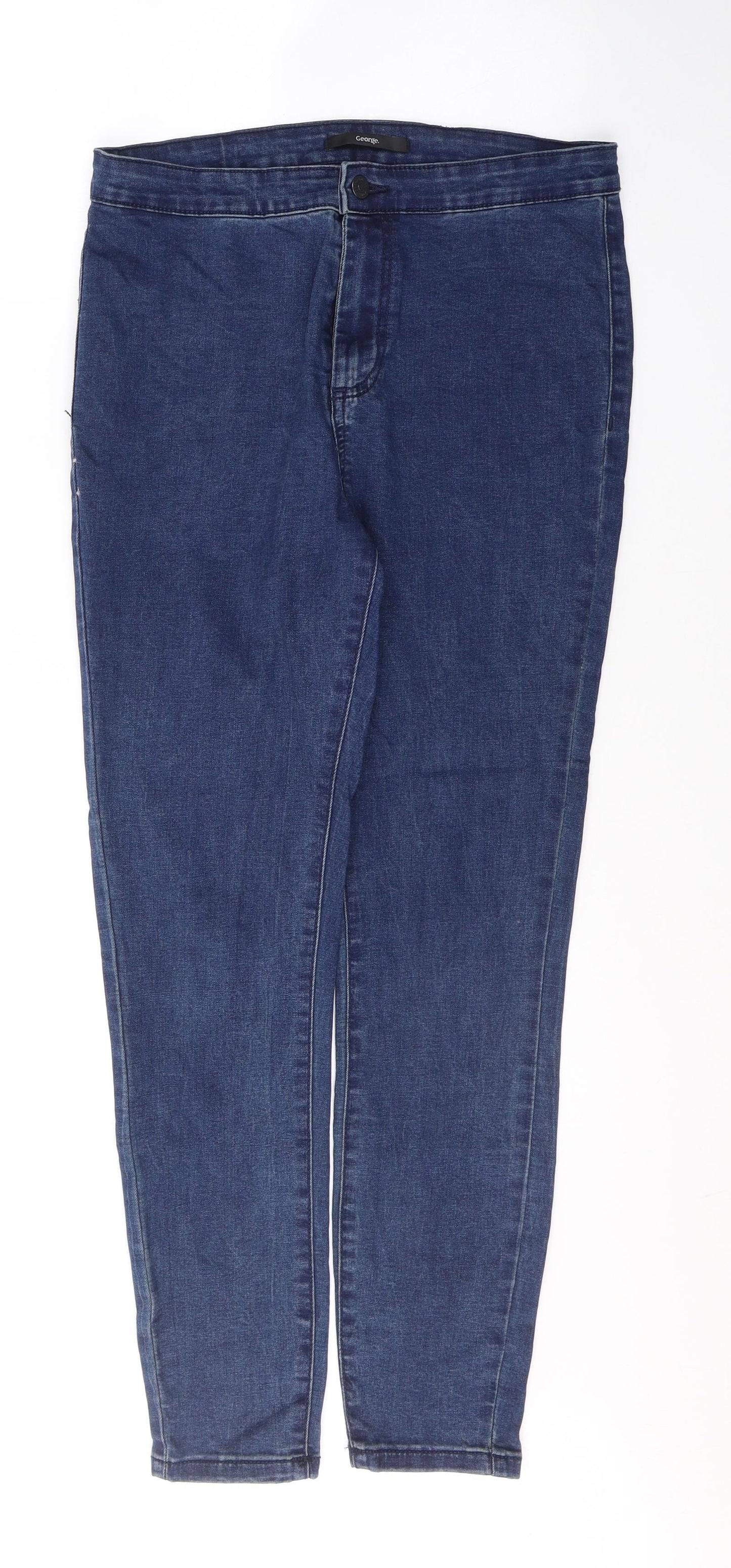 George Womens Blue  Cotton Skinny Jeans Size 12 L27 in Regular Button