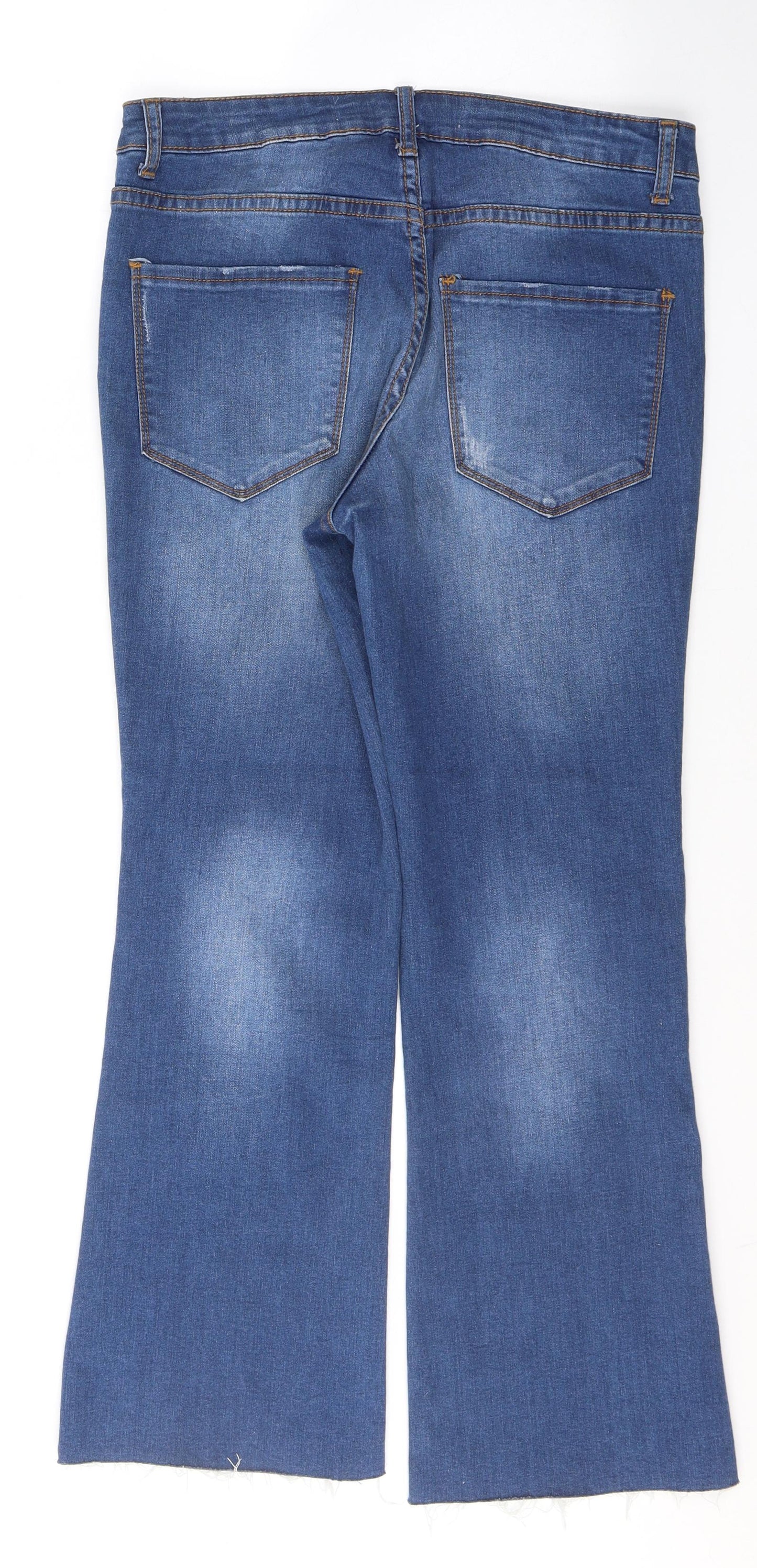 Brave Soul Womens Blue  Cotton Flared Jeans Size 12 L27 in Regular Button