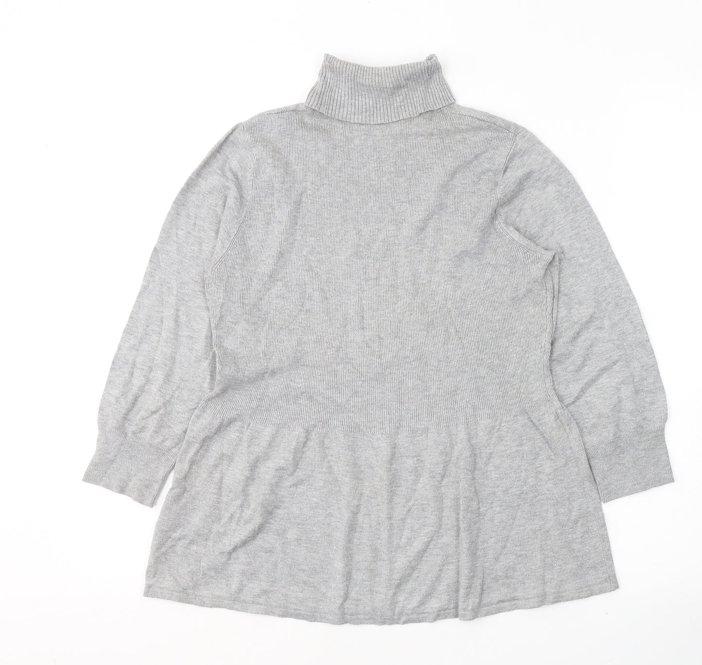 Marks and Spencer Womens Grey Roll Neck  Viscose Pullover Jumper Size 12