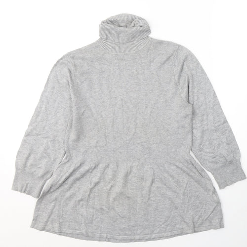Marks and Spencer Womens Grey Roll Neck  Viscose Pullover Jumper Size 12