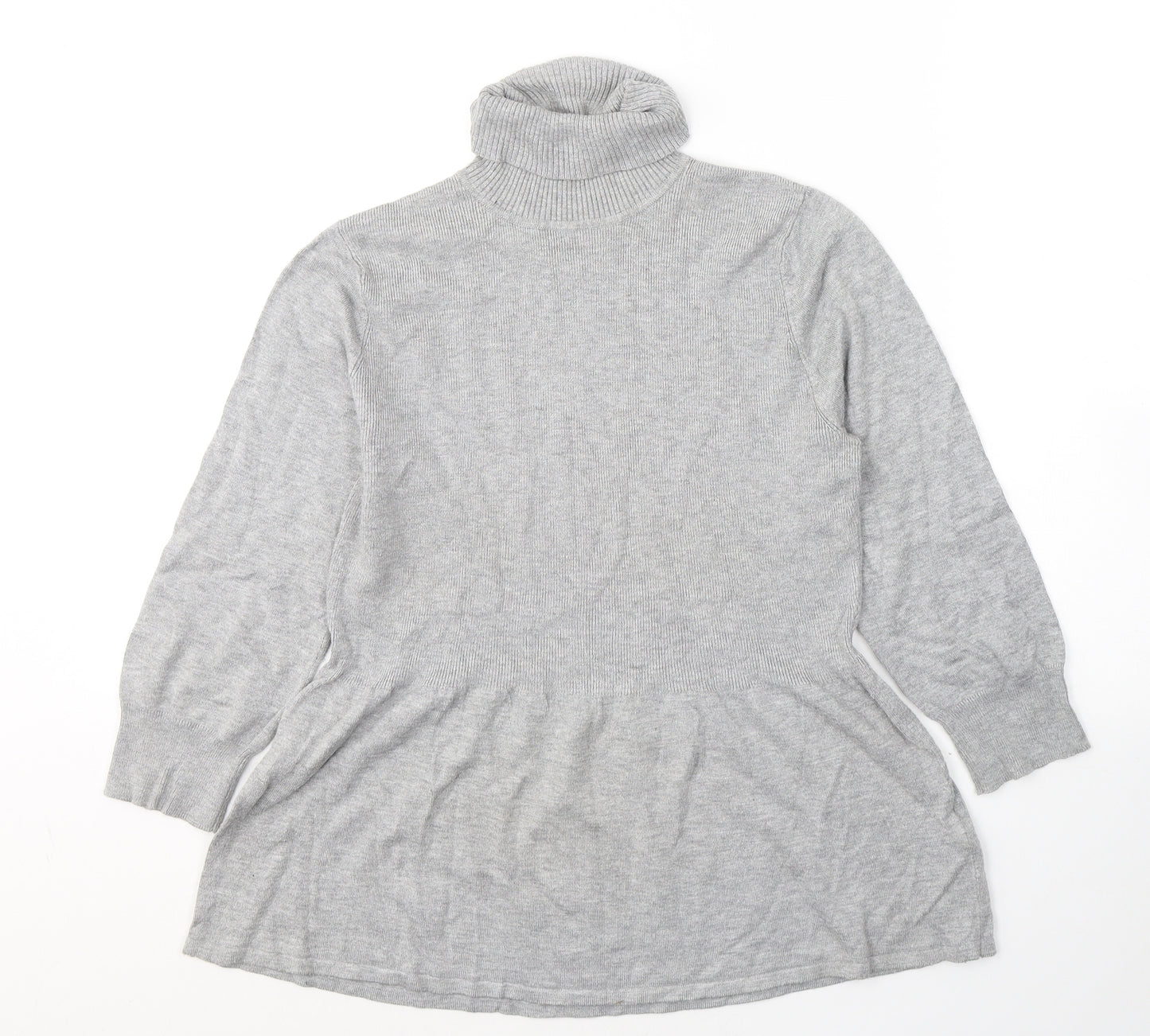 Marks and Spencer Womens Grey Roll Neck  Viscose Pullover Jumper Size 12