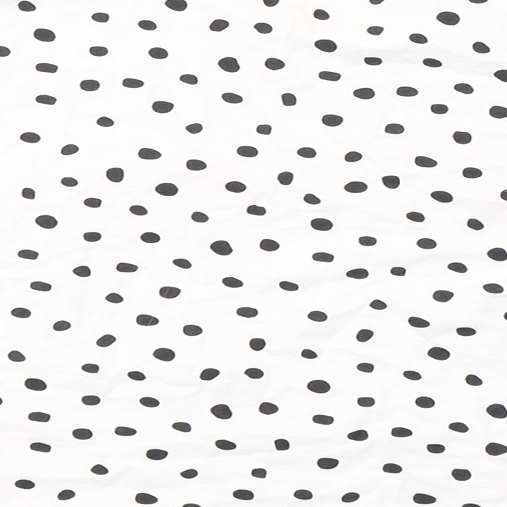 F&F Girls White Spotted Cotton Basic T-Shirt Size 7-8 Years Round Neck Pullover - Happiness
