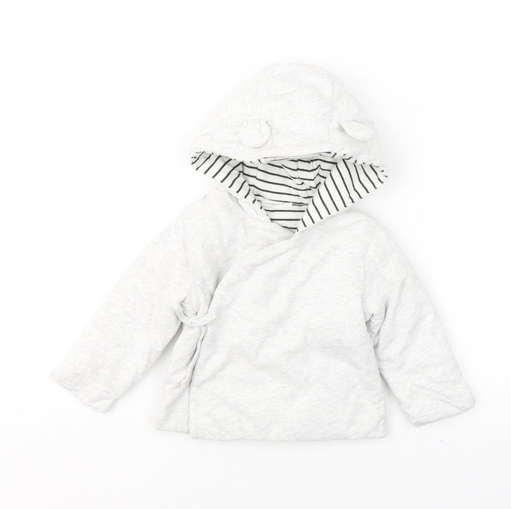 NEXT Baby Grey Basic Coat Coat Size 3-6 Months Tie