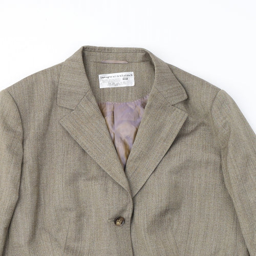 Impressions Womens Beige  Wool Jacket Suit Jacket Size 20