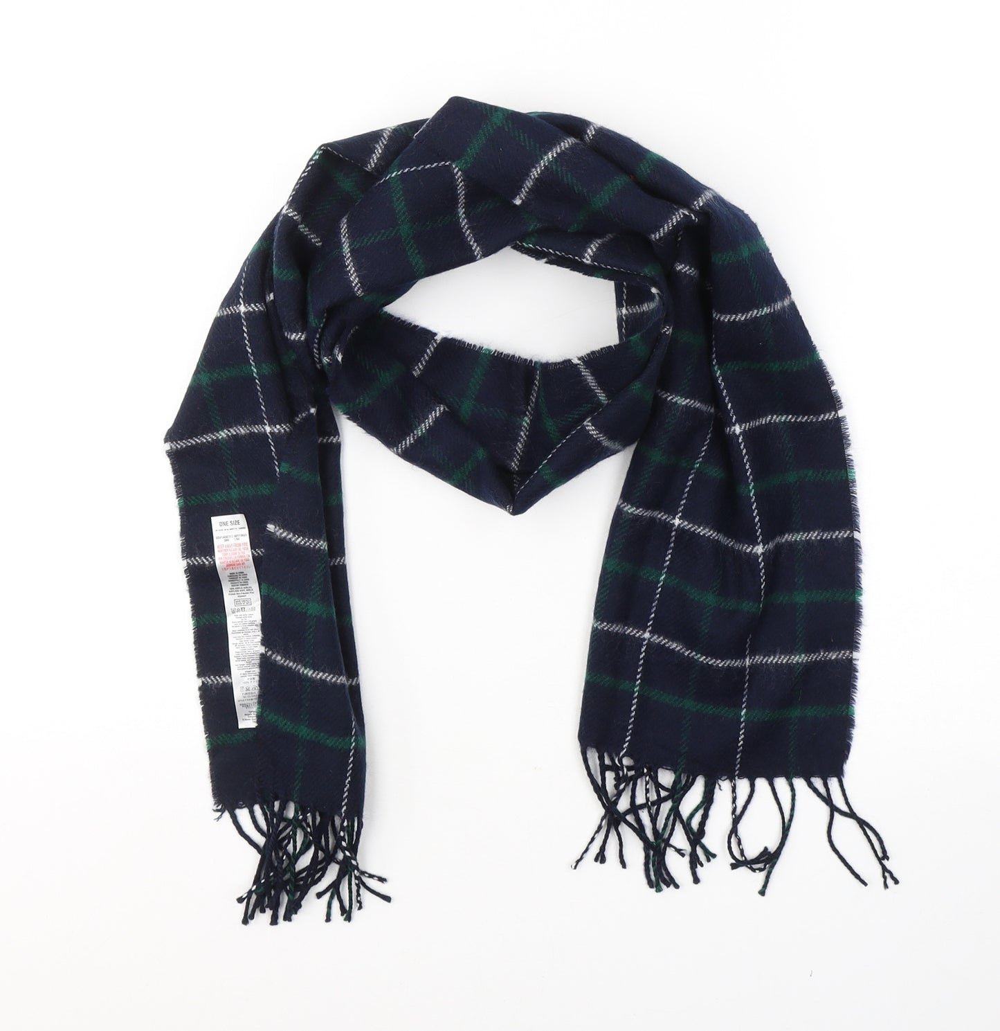 Topman Mens Blue Plaid Acrylic Scarf  One Size