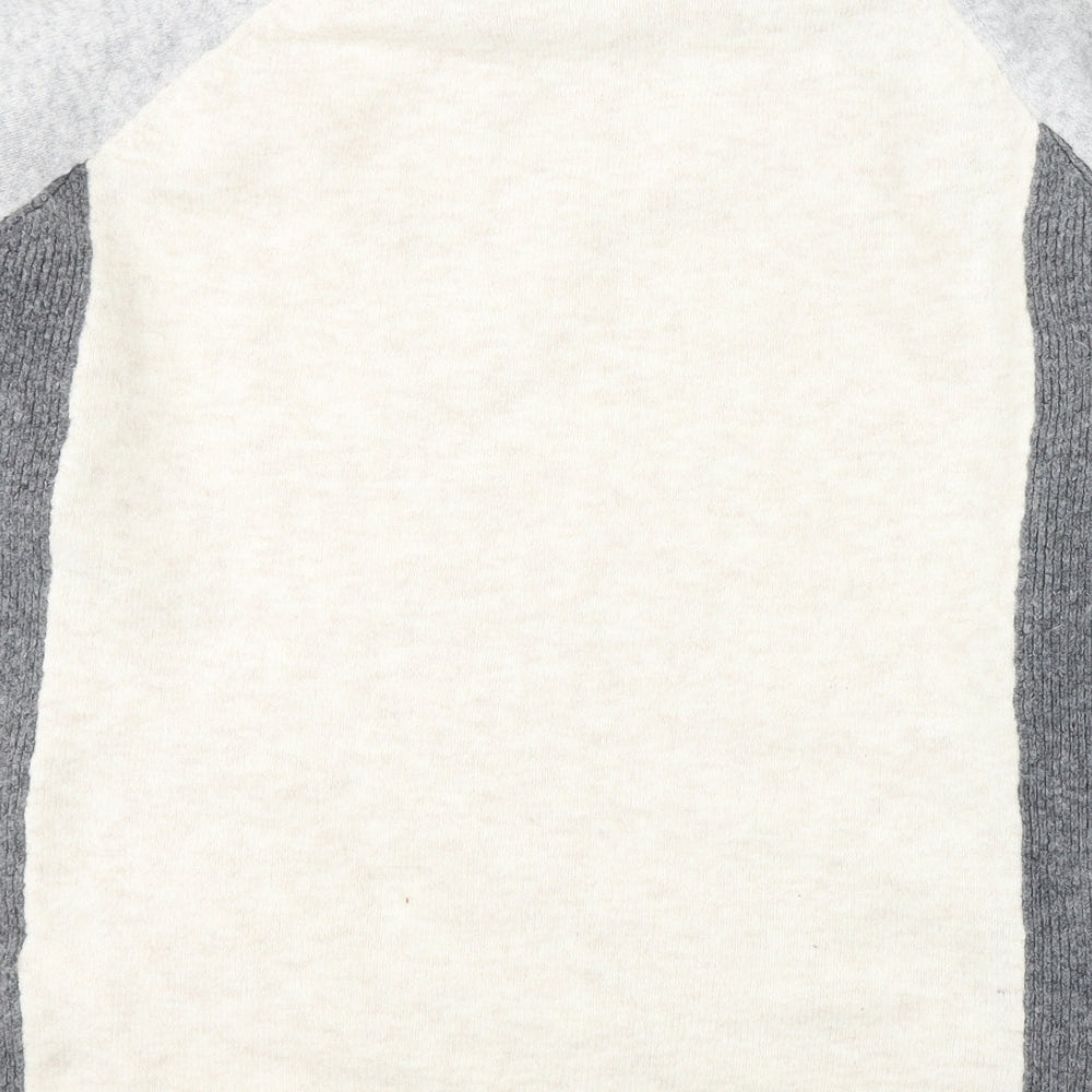 Marks and Spencer Womens Ivory Round Neck  Acrylic Pullover Jumper Size L   - slit sides