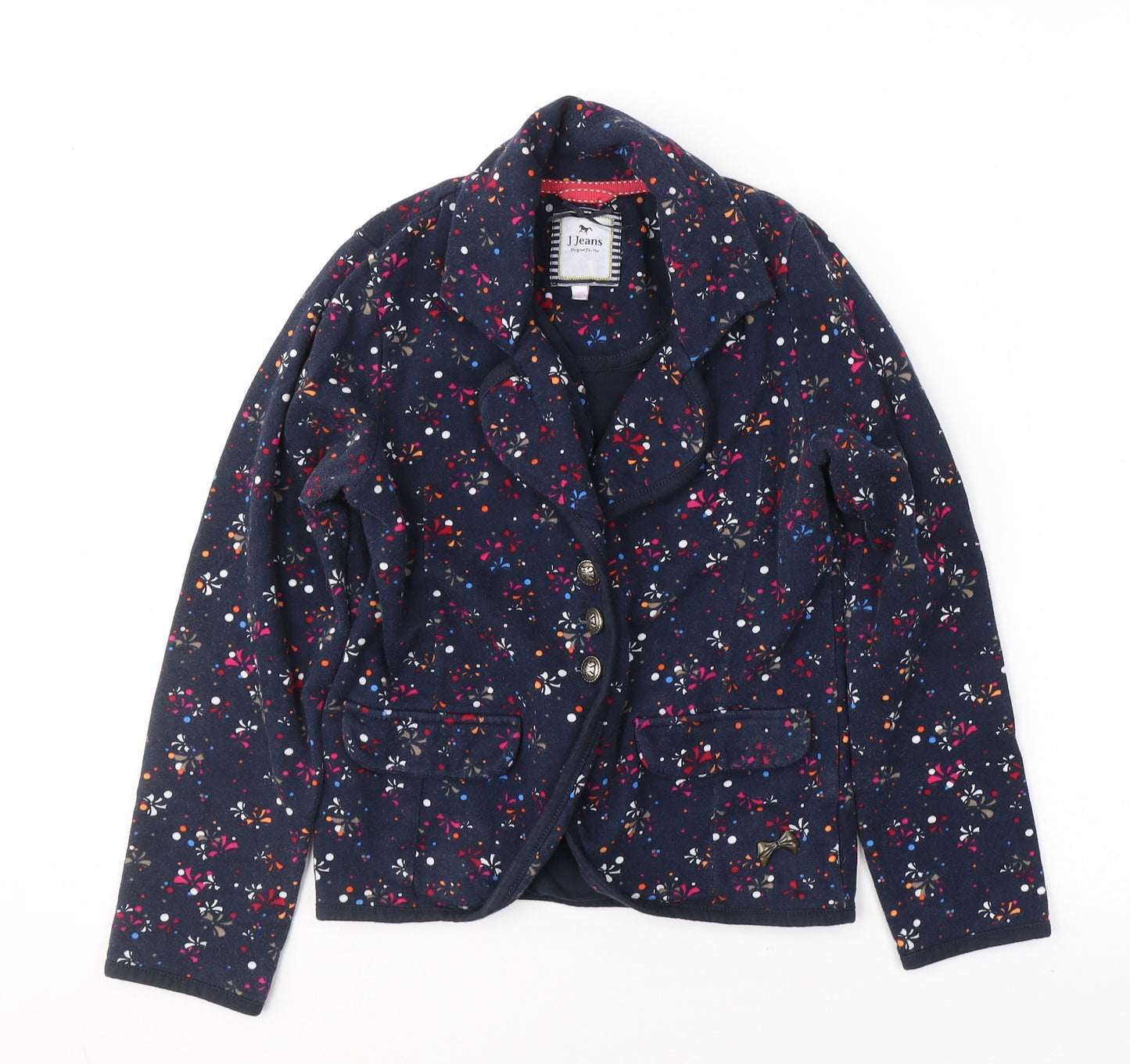 J Jeans Girls Blue Geometric  Jacket Blazer Size 12 Years  Button