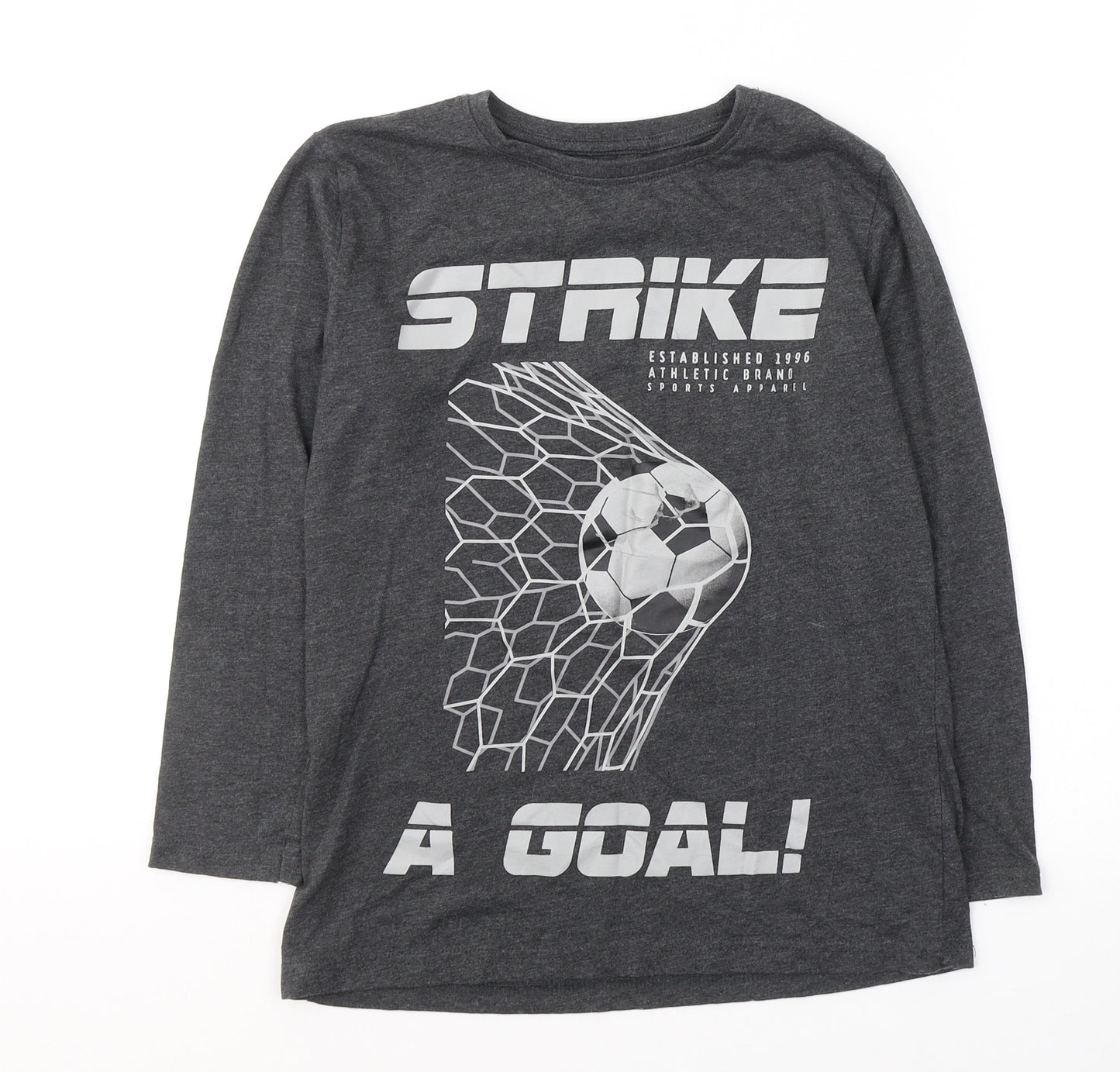 Dunnes Stores Boys Grey  Cotton Pullover Casual Size 10-11 Years Round Neck Pullover - strike a Goal