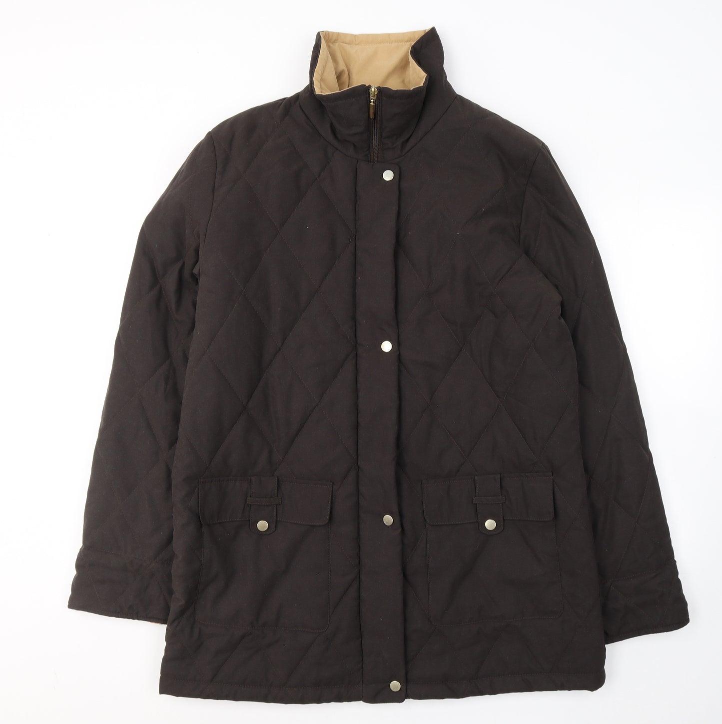Marks and Spencer Womens Brown   Quilted Coat Size 12  Zip