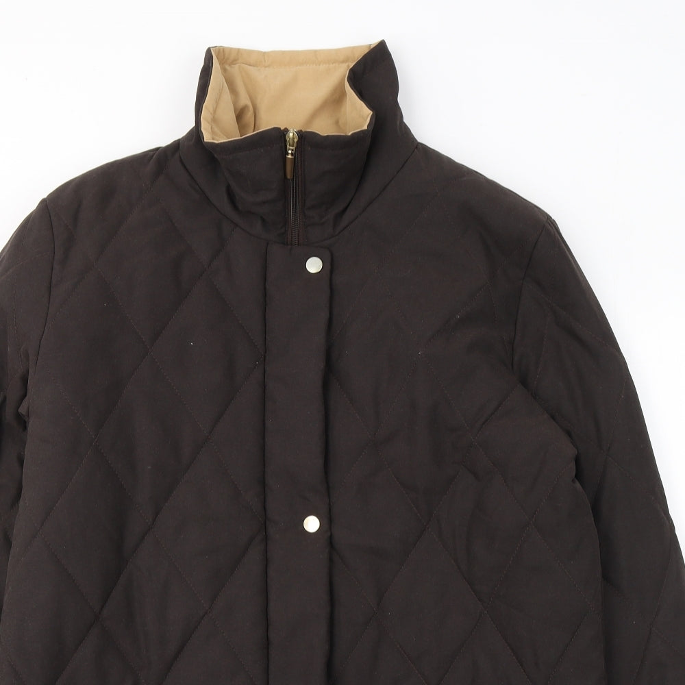 Marks and Spencer Womens Brown   Quilted Coat Size 12  Zip