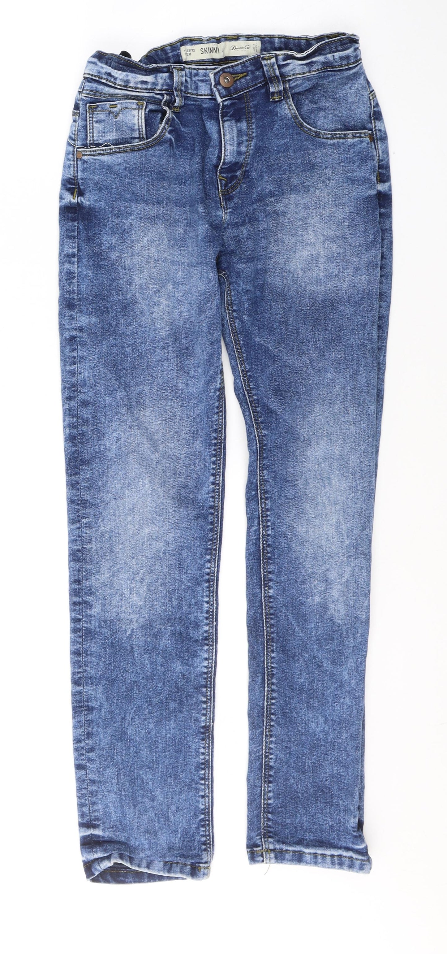 Denim & Co. Boys Blue  Cotton Skinny Jeans Size 12-13 Years  Regular Button
