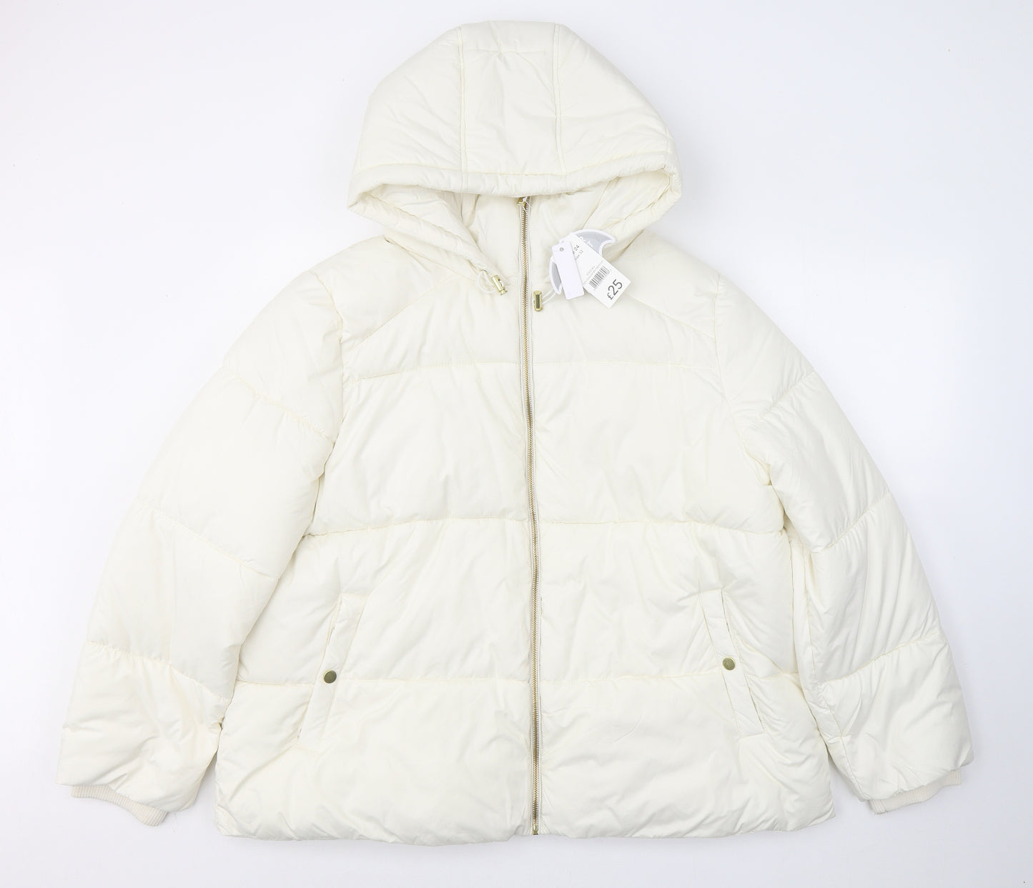 George Womens White   Puffer Jacket Coat Size 24  Zip