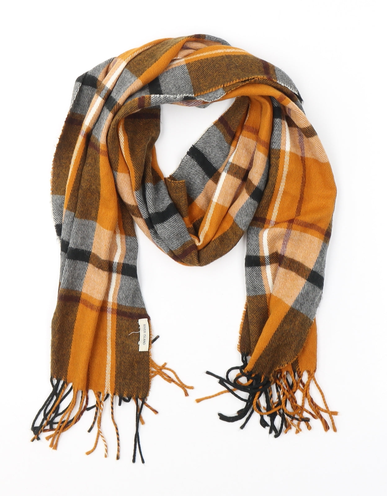 River Island Womens Orange Plaid Acrylic  Scarf