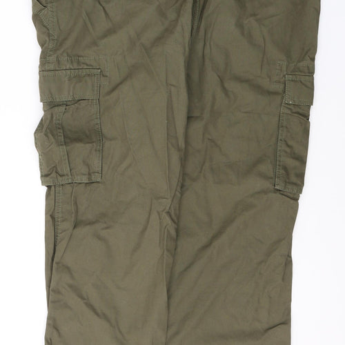 F&F Mens Green  Cotton Cargo Trousers Size 38 L30 in Relaxed Button