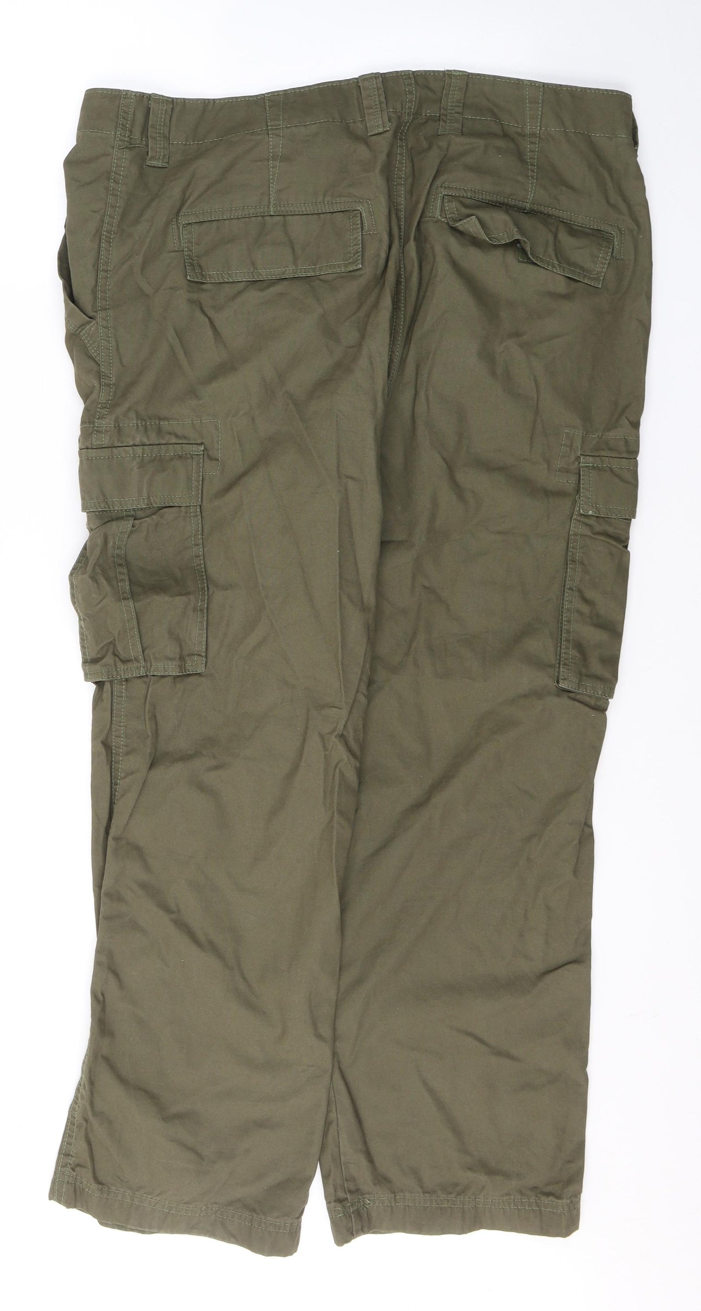 F&F Mens Green  Cotton Cargo Trousers Size 38 L30 in Relaxed Button