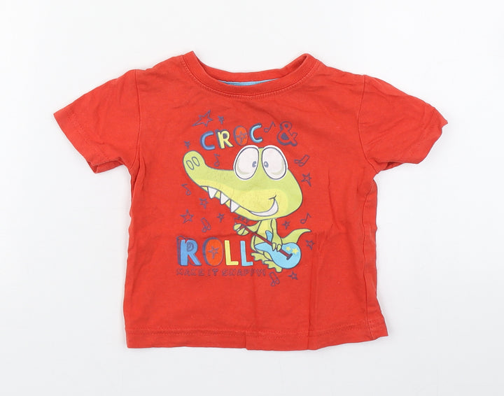 Early days Baby Red 100% Cotton Basic T-Shirt Size 12-18 Months Round Neck Pullover