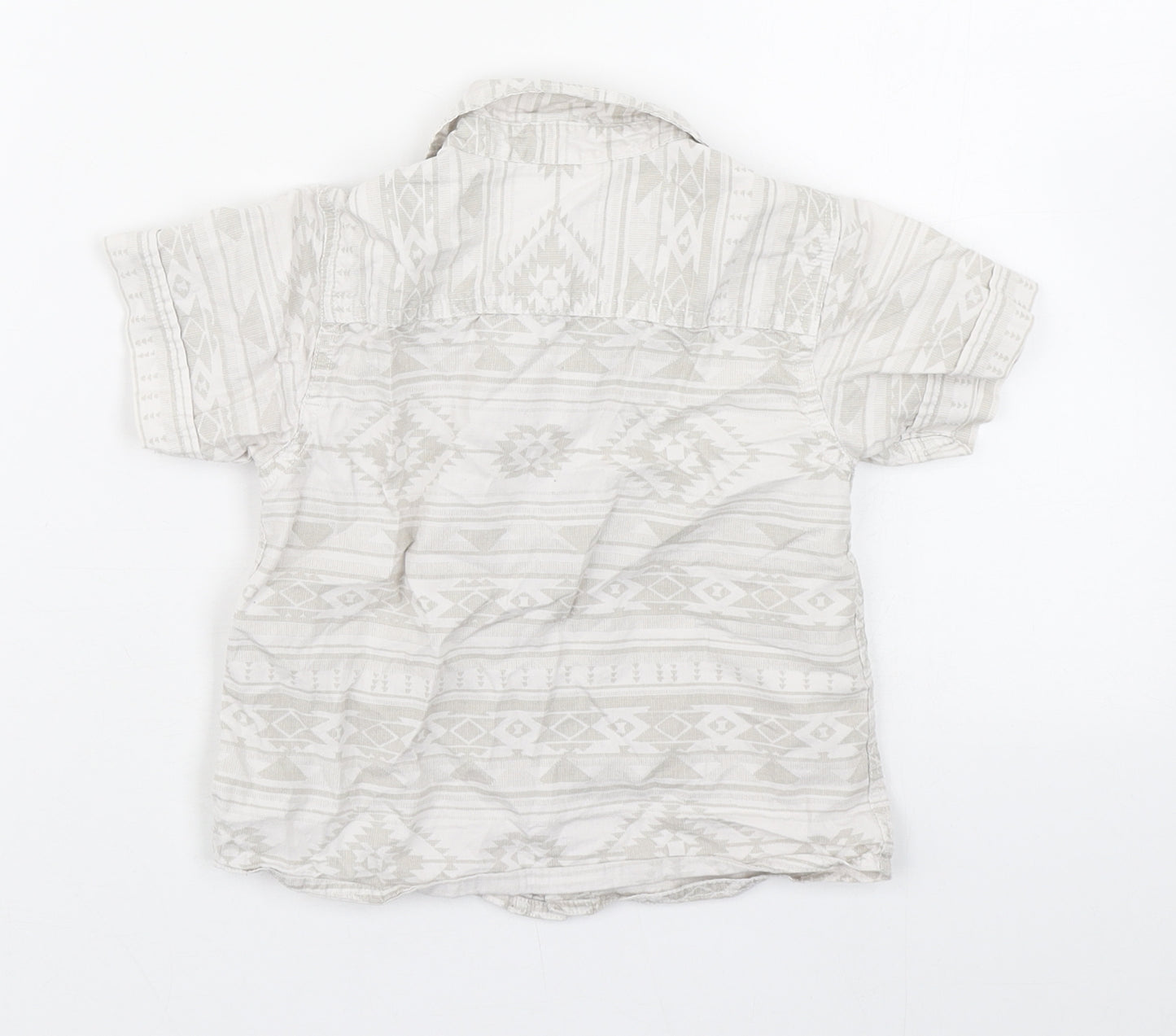 Matalan Boys Beige Fair Isle 100% Cotton Basic Button-Up Size 12-18 Months Collared Button