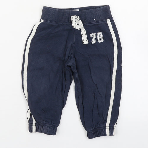 George Boys Blue  100% Cotton Jogger Trousers Size 12-18 Months