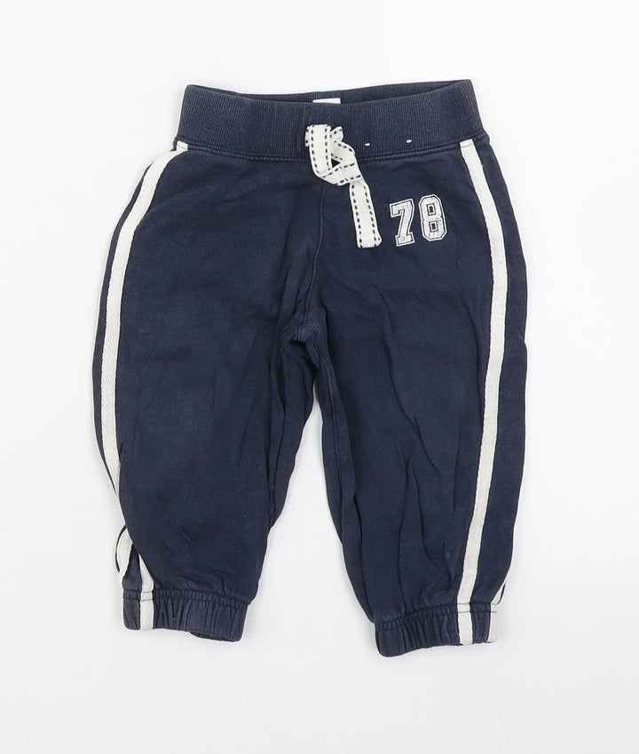 George Boys Blue  100% Cotton Jogger Trousers Size 12-18 Months