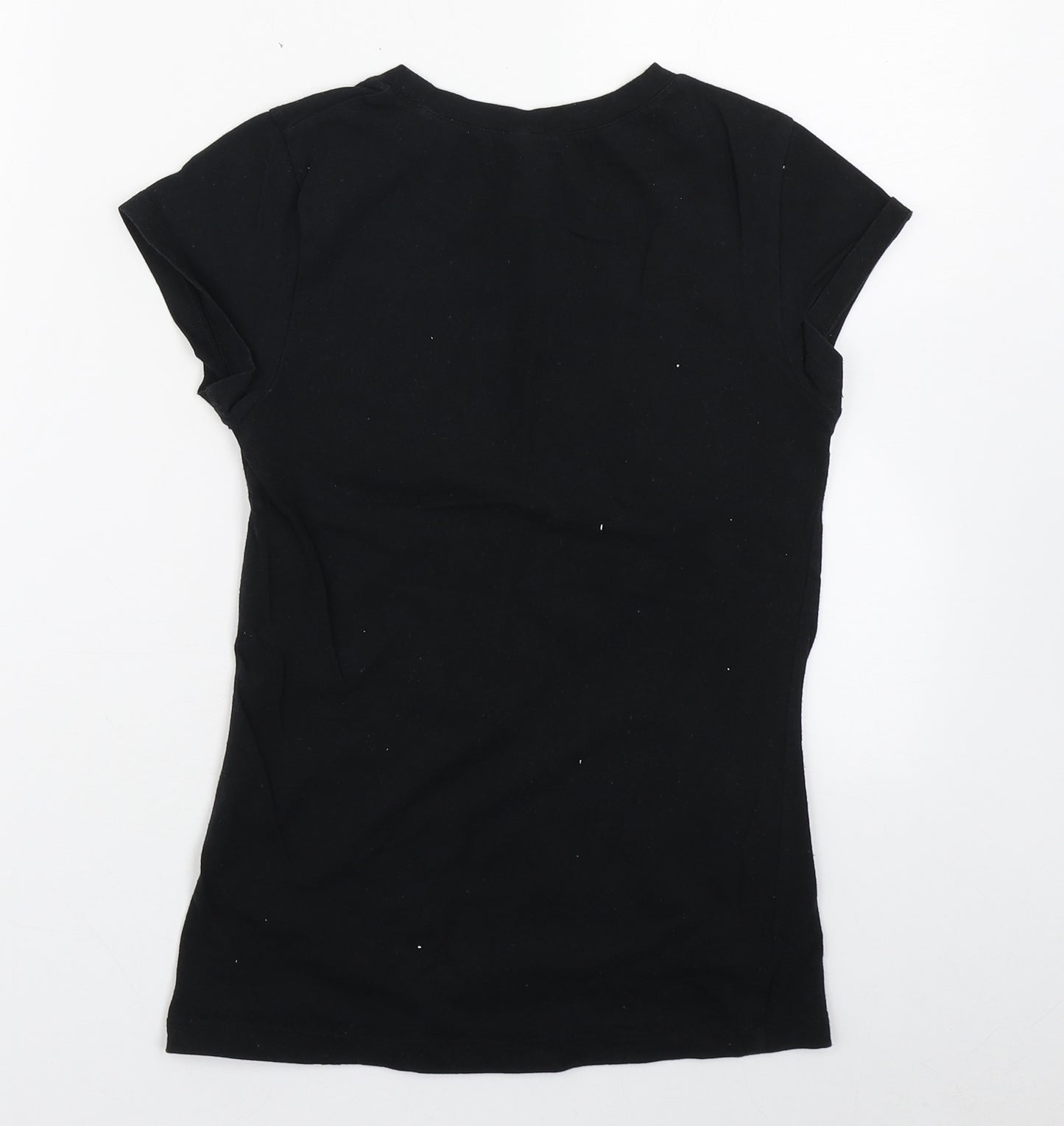 Sport 600 Girls Black  Cotton Basic T-Shirt Size 8-9 Years Round Neck Pullover