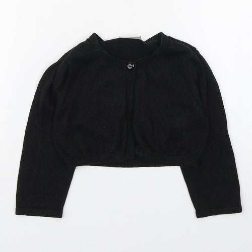 NEXT Girls Black Round Neck  Cotton Cardigan Jumper Size 5-6 Years  Button