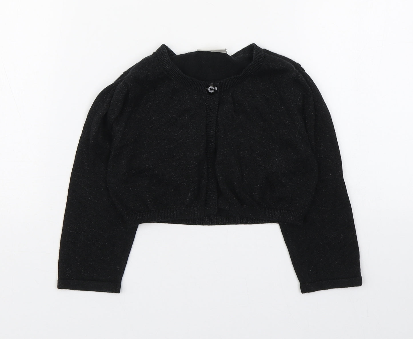 NEXT Girls Black Round Neck  Cotton Cardigan Jumper Size 5-6 Years  Button